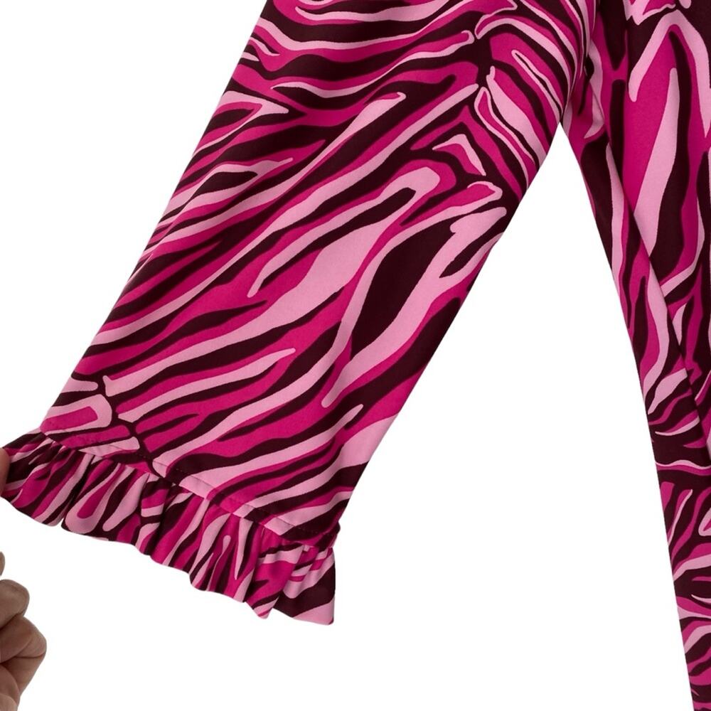 Jude Connally Ariella Dress Pink Merlot Zebra Ruffle Trim size small - Picture 5 of 8